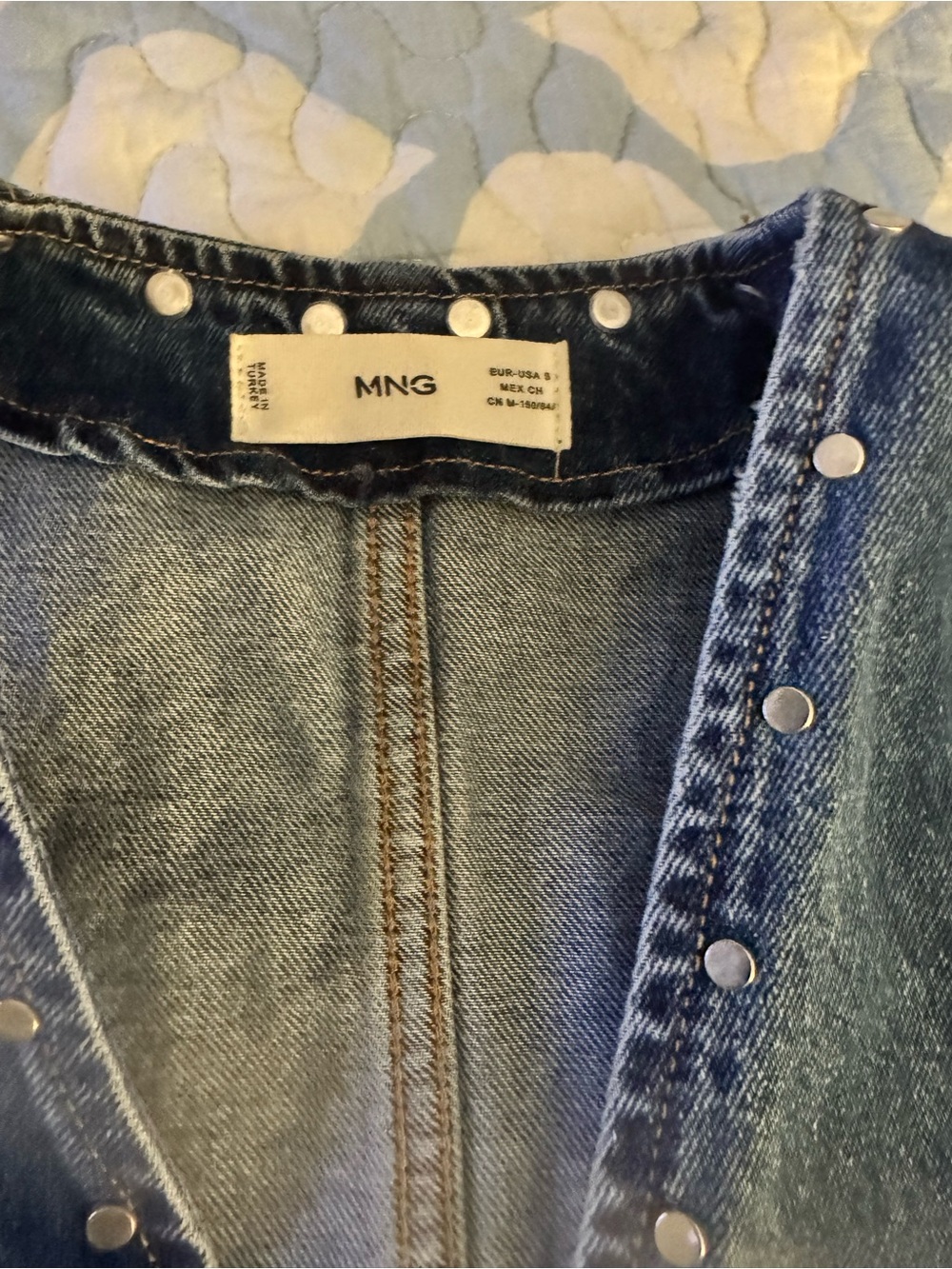 Mango Light Blue Denim Snap-Front Overalls